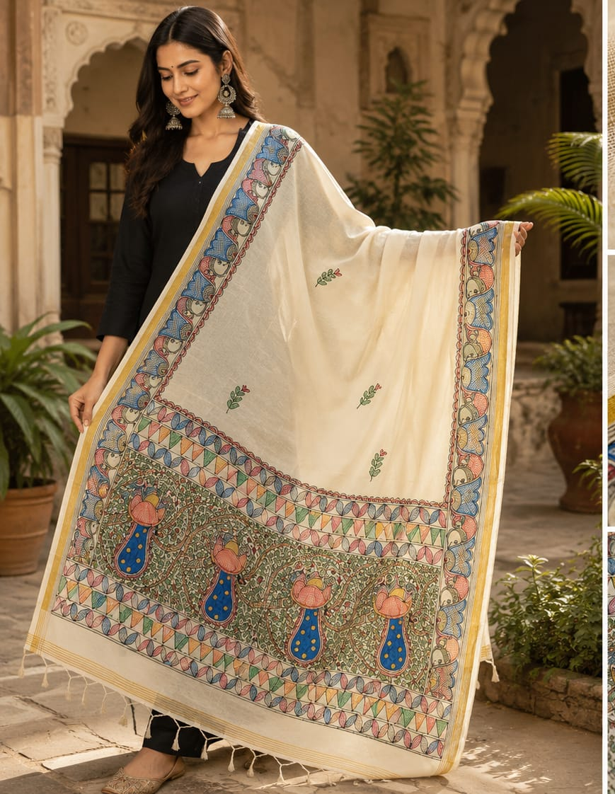 Madhubani Painted Premium Dupatta