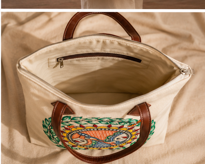 MADHUBANI PAINTED CANVAS HAND BAG