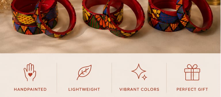 Bangles (madhubani painted design ) both hand set