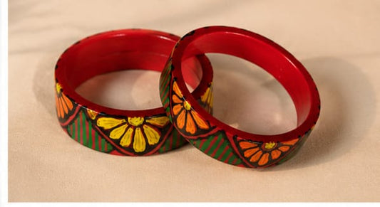 Bangles (madhubani painted design ) both hand set