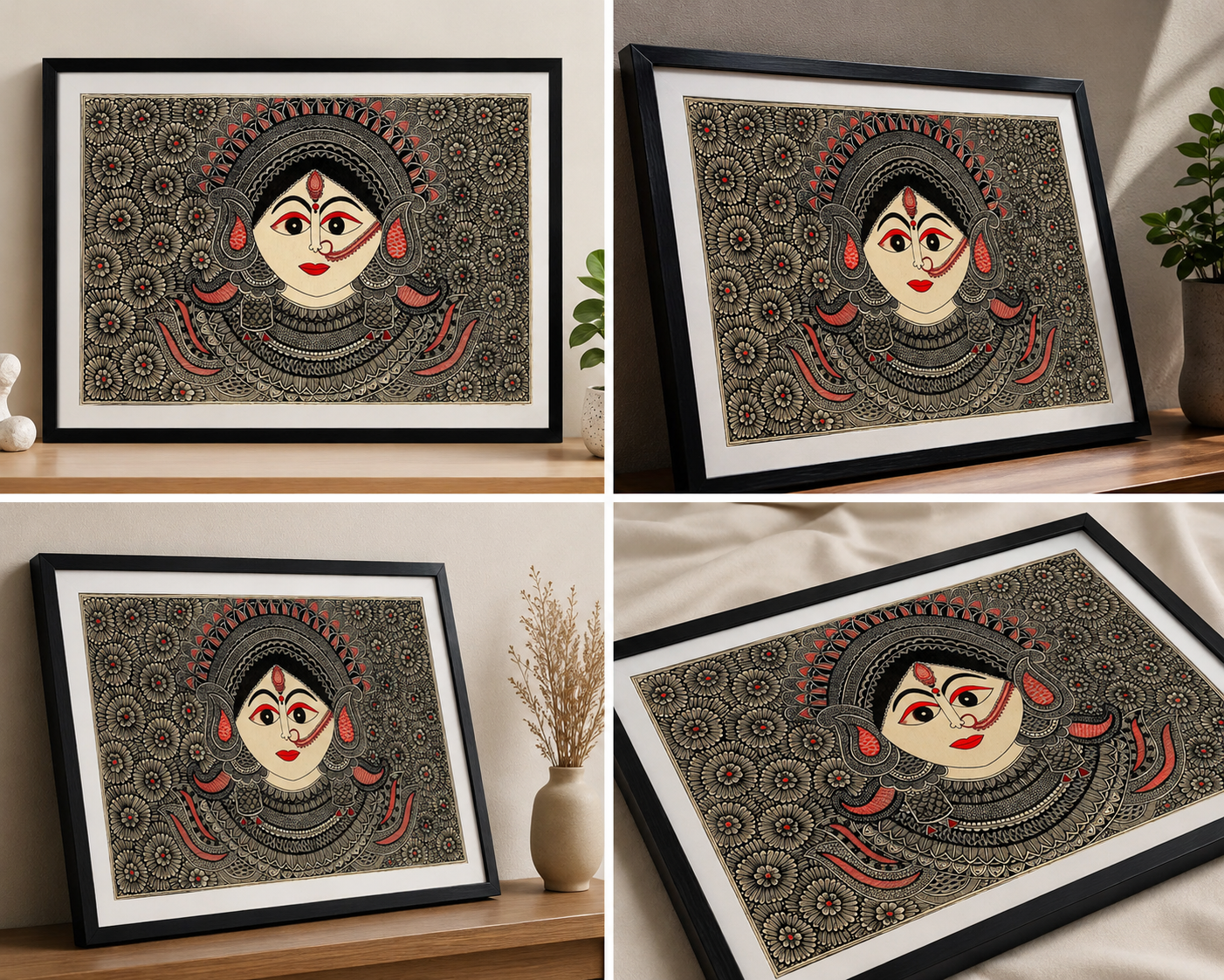 Madhubani painted wall painting ( Goddess Durga )