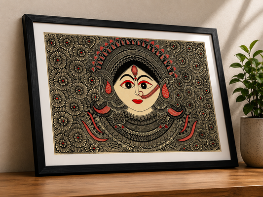 Madhubani painted wall painting ( Goddess Durga )