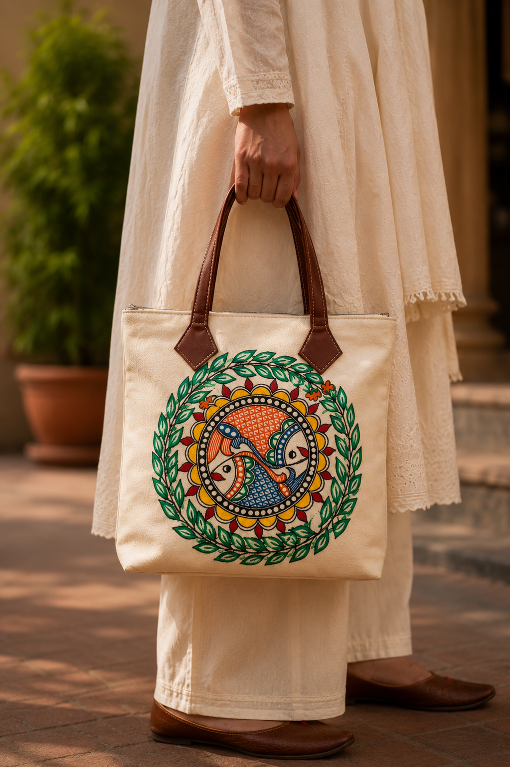 MADHUBANI PAINTED CANVAS HAND BAG