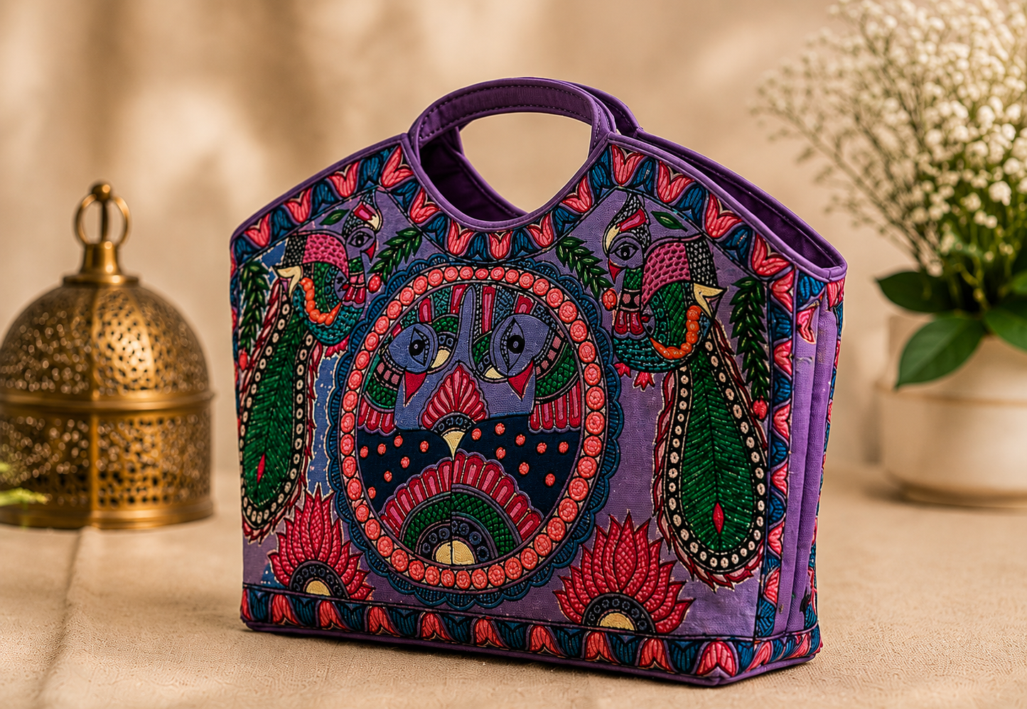 Madhubani Painted tote bag