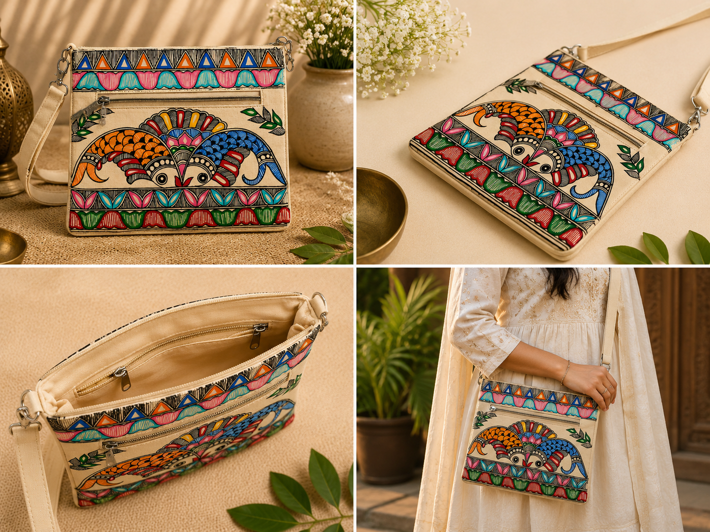 Handcrafted Madhubani Painted Sling Bag