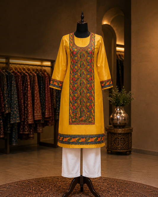 Hand-Painted Madhubani silk Suit