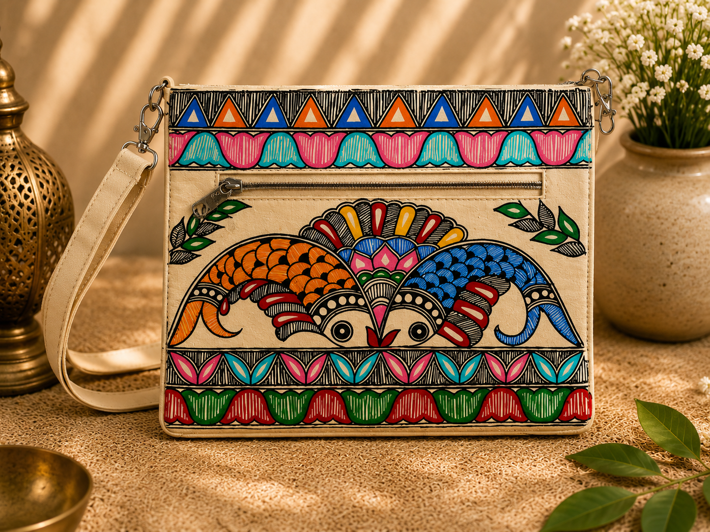 Handcrafted Madhubani Painted Sling Bag