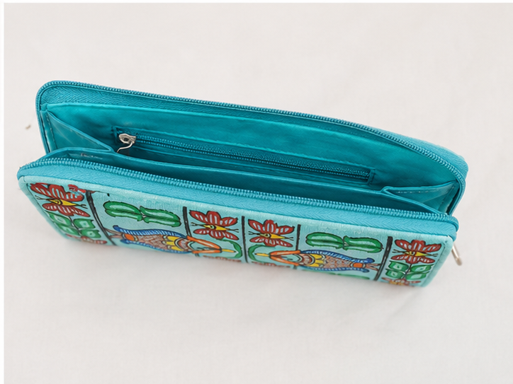 Handcrafted Madhubani Painted Silk Clutch Wallet