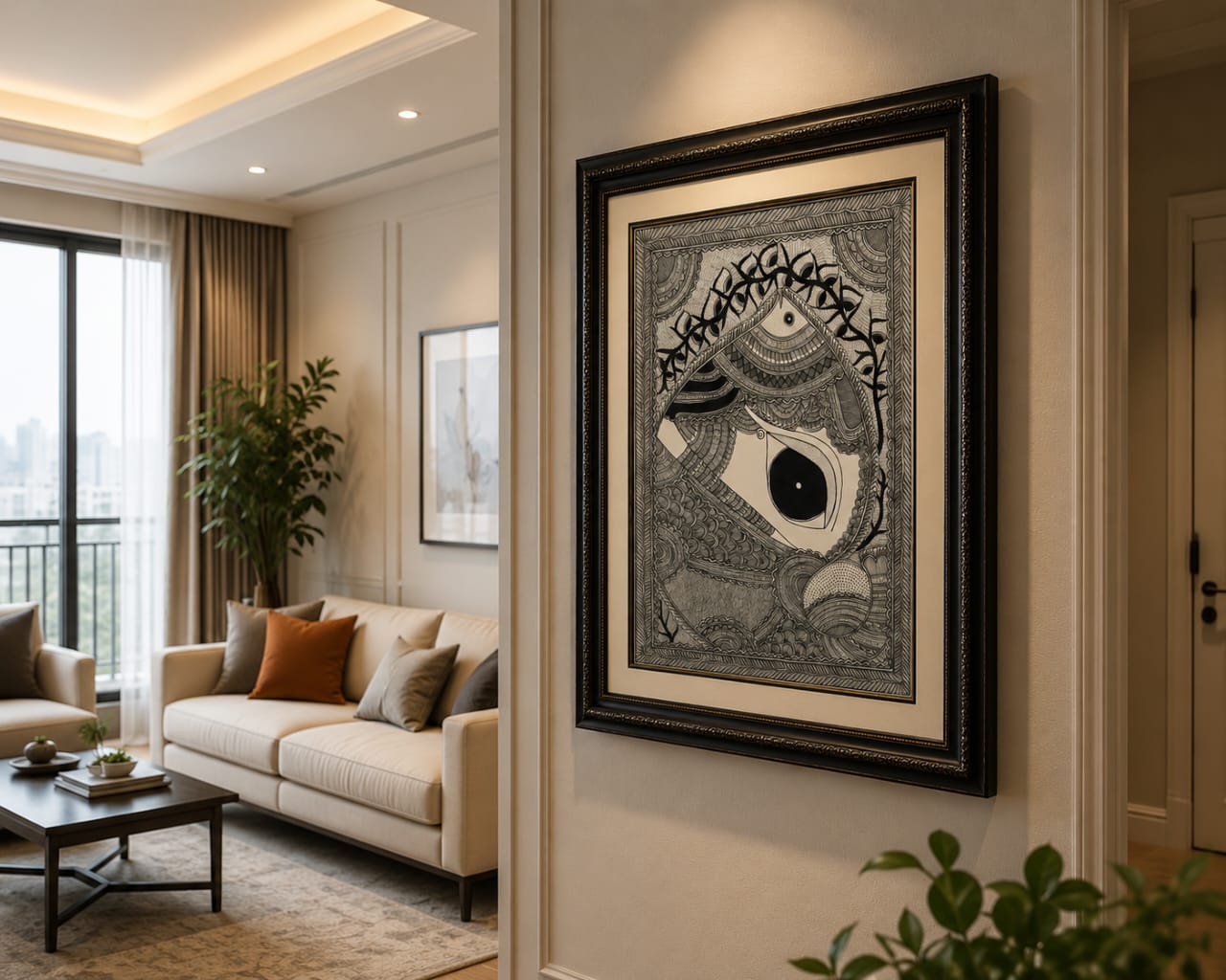 Madhubani painting wall poster  ( Divine Eye of Mithila)
