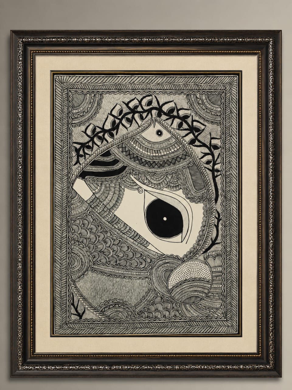 Madhubani painting wall poster  ( Divine Eye of Mithila)