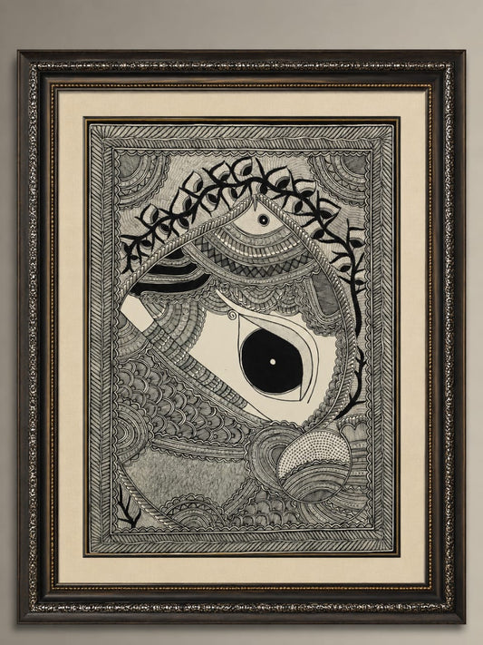 Madhubani painting wall poster  ( Divine Eye of Mithila)