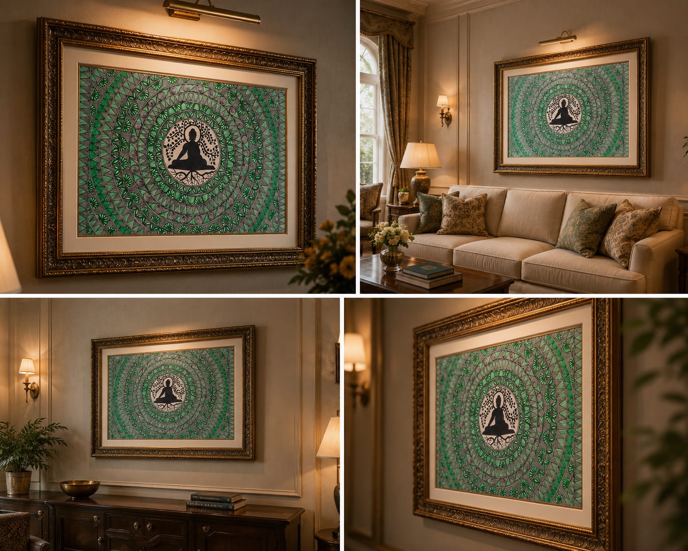 Buddha Meditation Mandala – Handcrafted Madhubani Wall Art