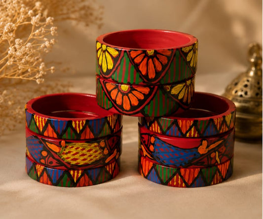 Bangles (madhubani painted design ) both hand set
