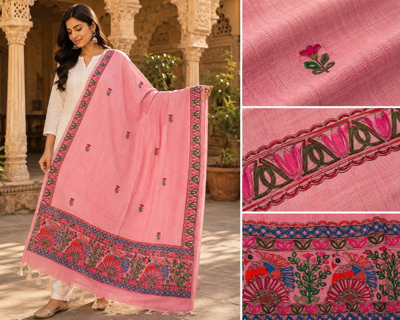 Handcrafted Madhubani Painted Dupatta