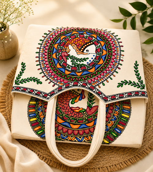 Madhubani painted  tote bag design