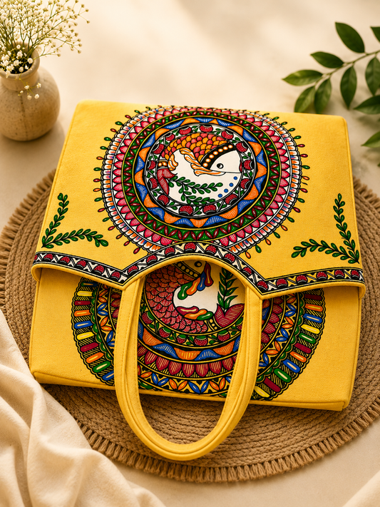 Madhubani painted  tote bag design