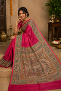 Navratna gajraj design ghicha tussar silk saree