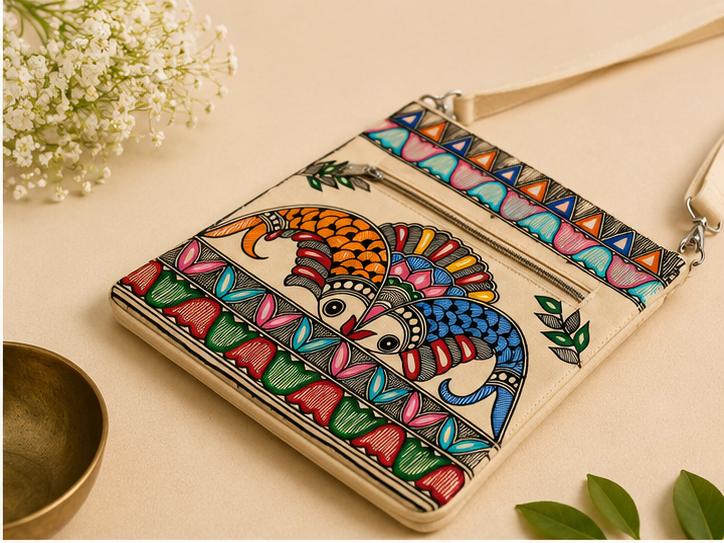 Handcrafted Madhubani Painted Sling Bag
